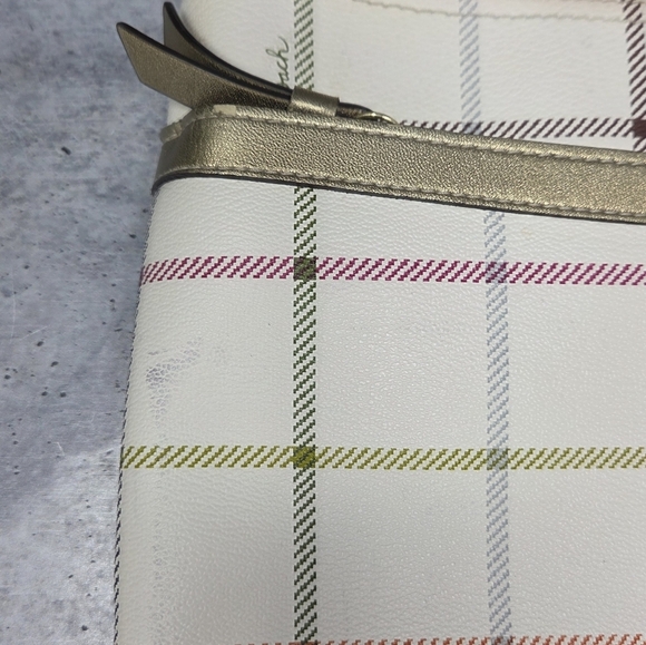 Coach | Peyton Tattersall Shoulder Bag Adjustable Strap Cream Pink Green Purple - Picture 2 of 12